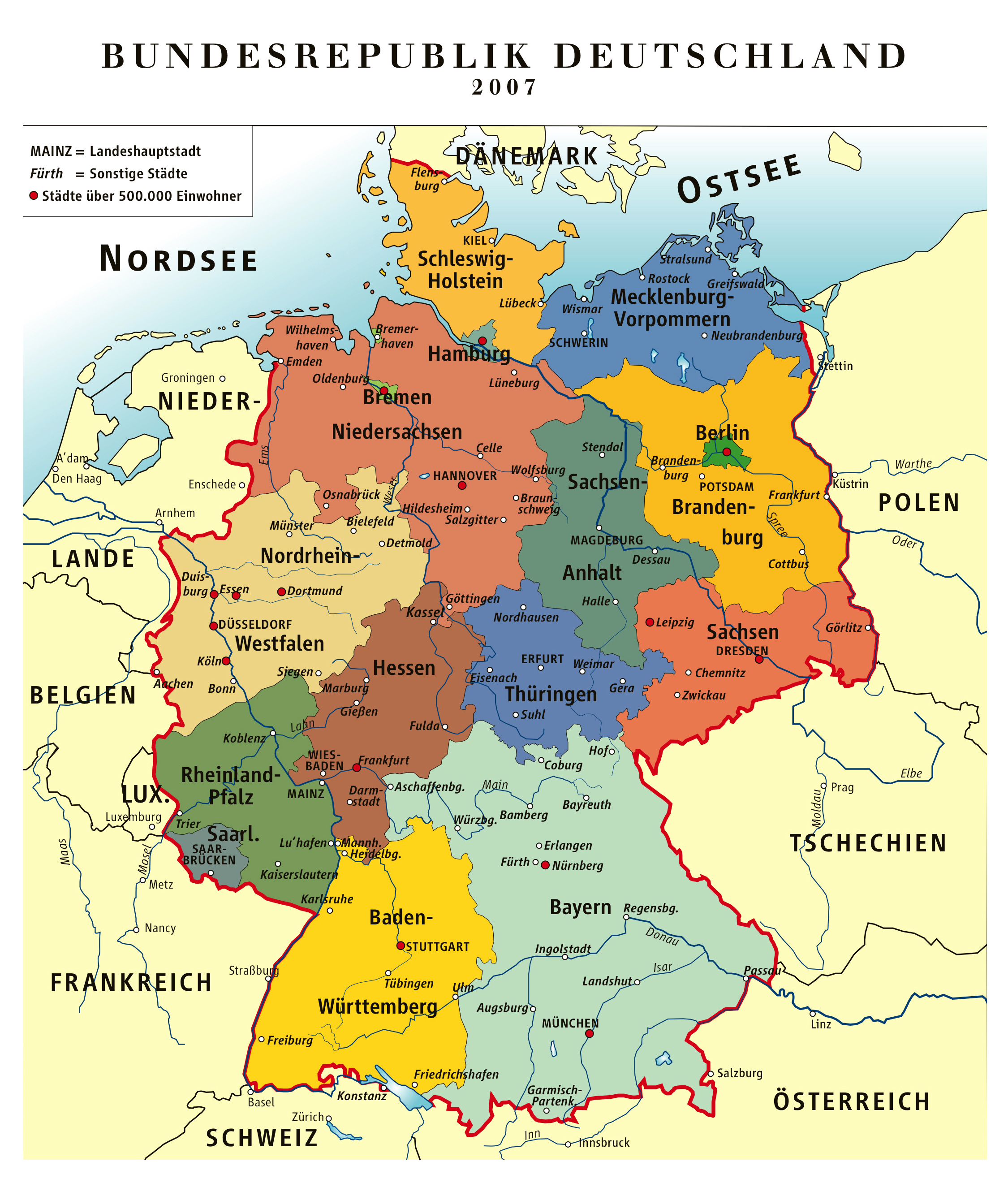 Large detailed administrative map of Germany | Germany | Europe