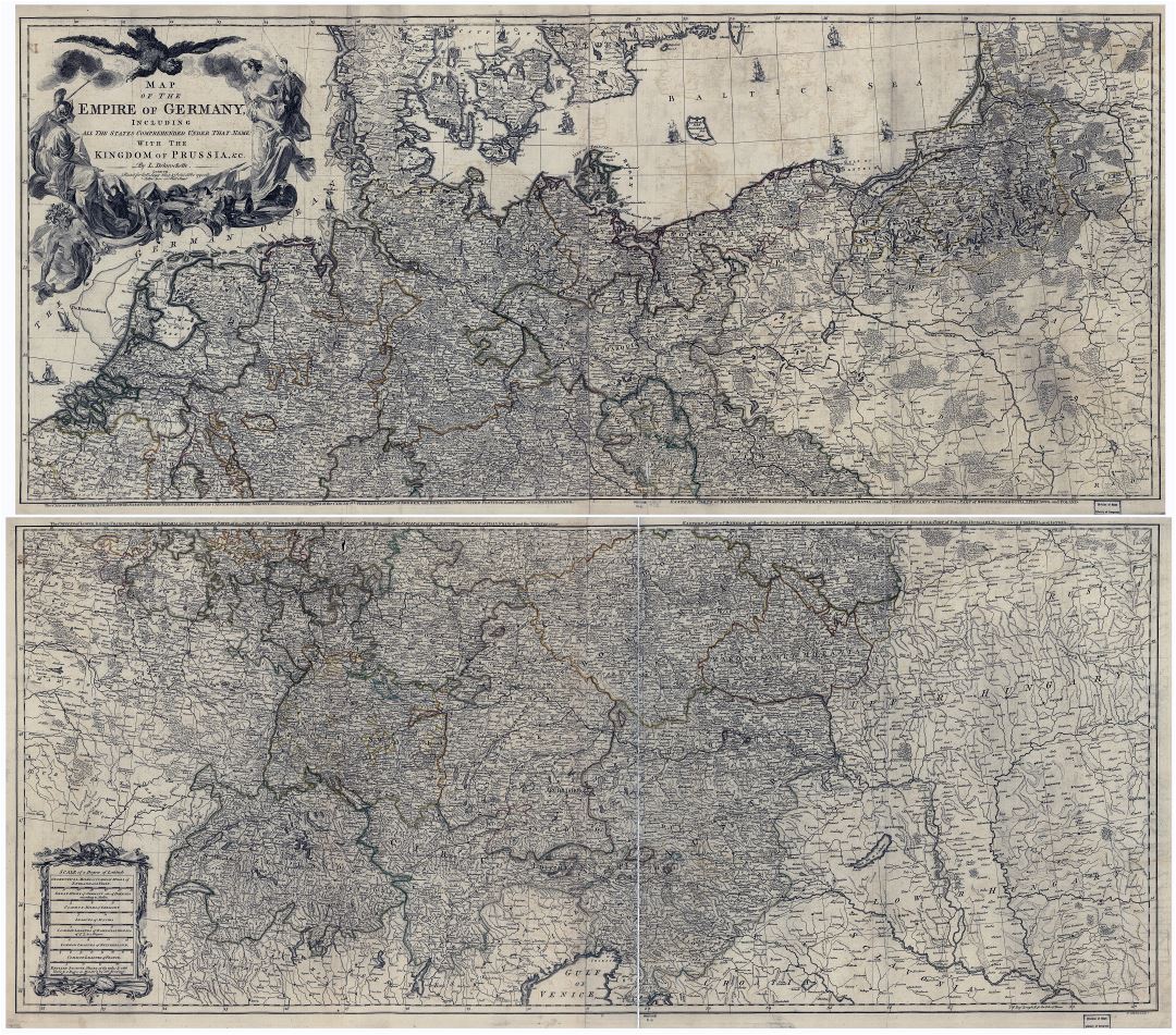 Large scale old map of the Empire of Germany - 1782