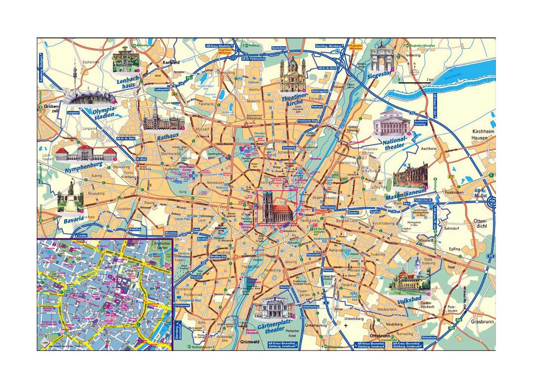 Detailed tourist map of Munich city