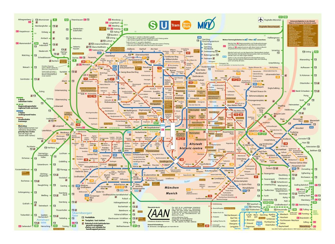 Large detailed bus map of Munich city