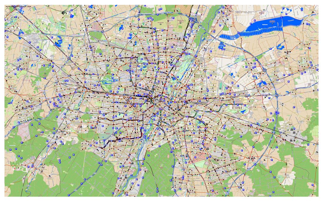 Large detailed map of Munich with other marks