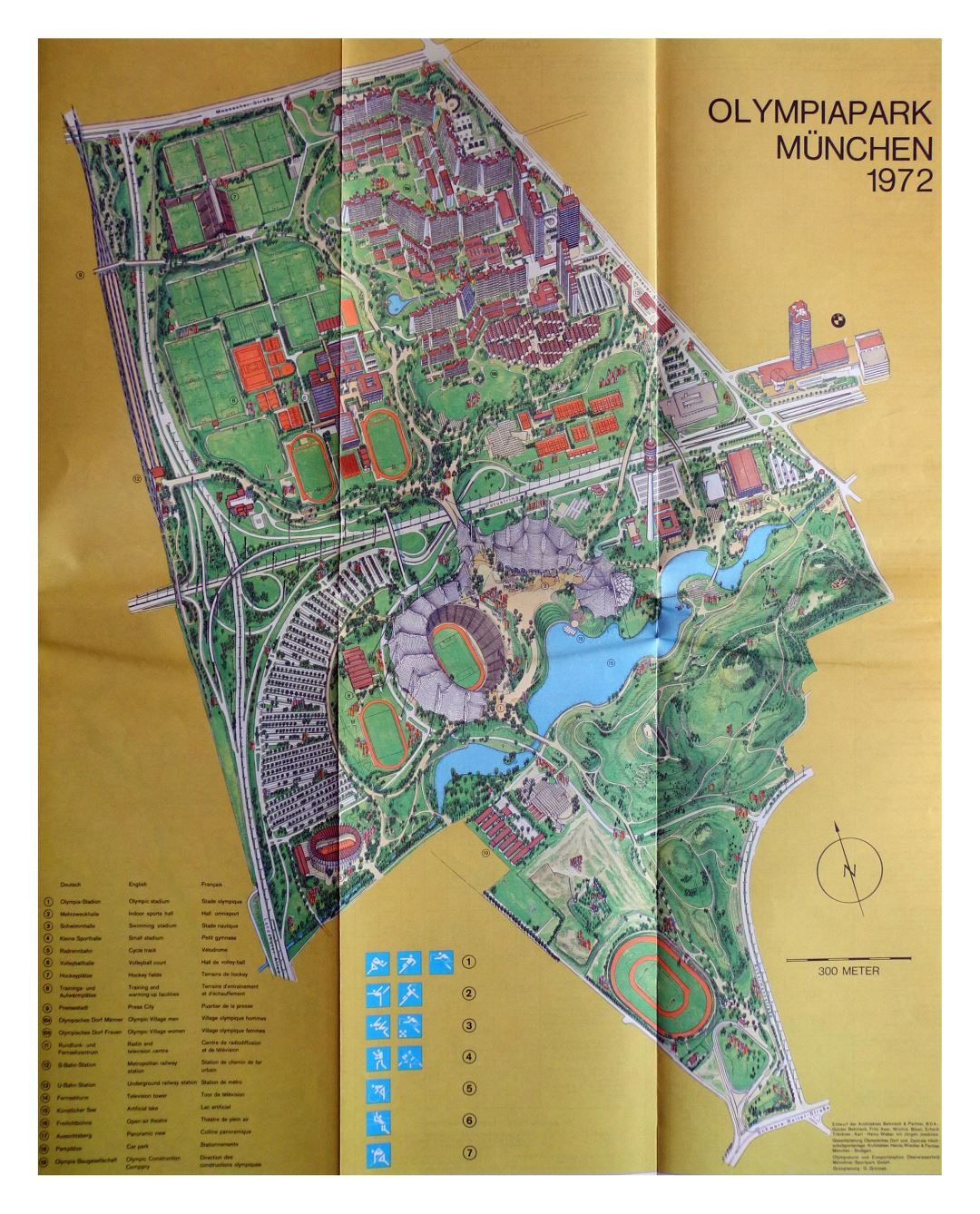 Large detailed map of Olimpic Park of Munich - 1972