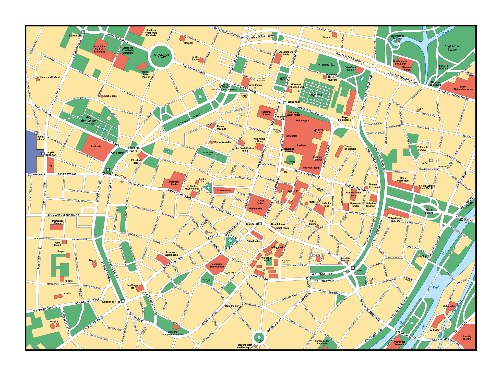 city map of munich germany Large Street Map Of Central Part Of Munich City Munich Germany city map of munich germany