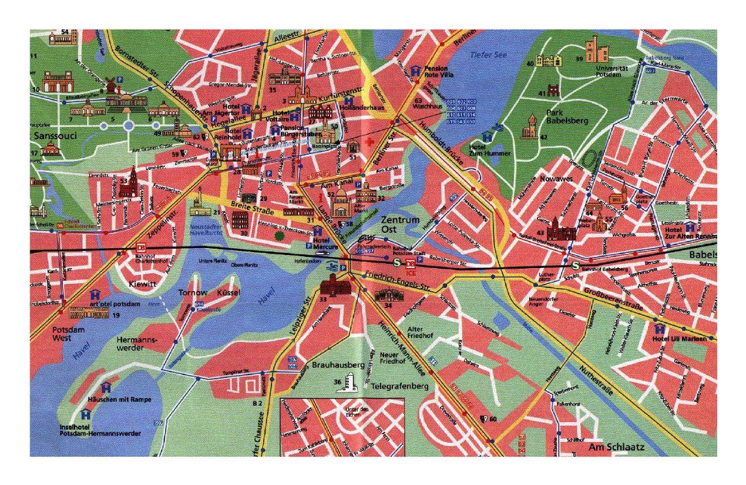 Detailed tourist map of Potsdam city
