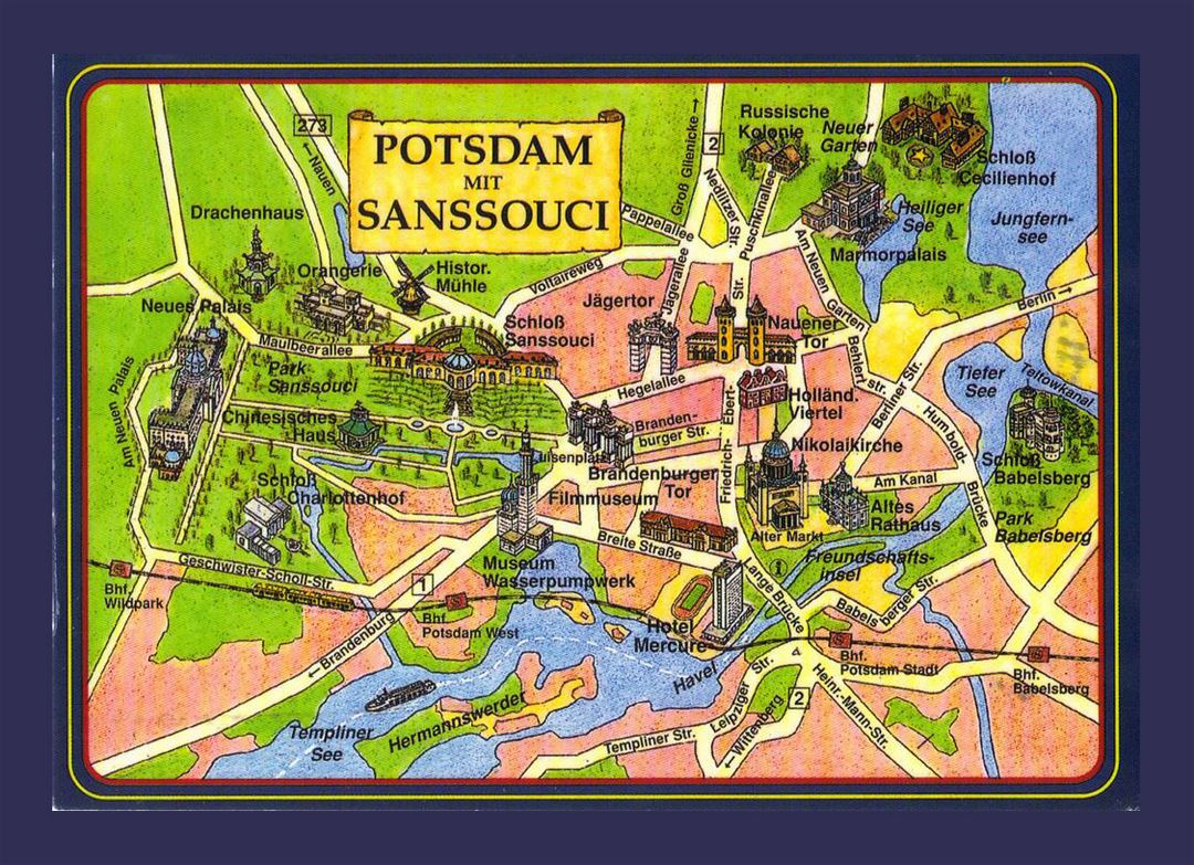 Detailed travel map of Sanssouci-Potsdam