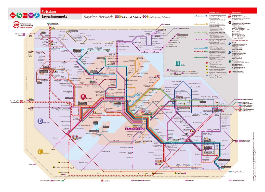 Large detailed public transport map of Potsdam