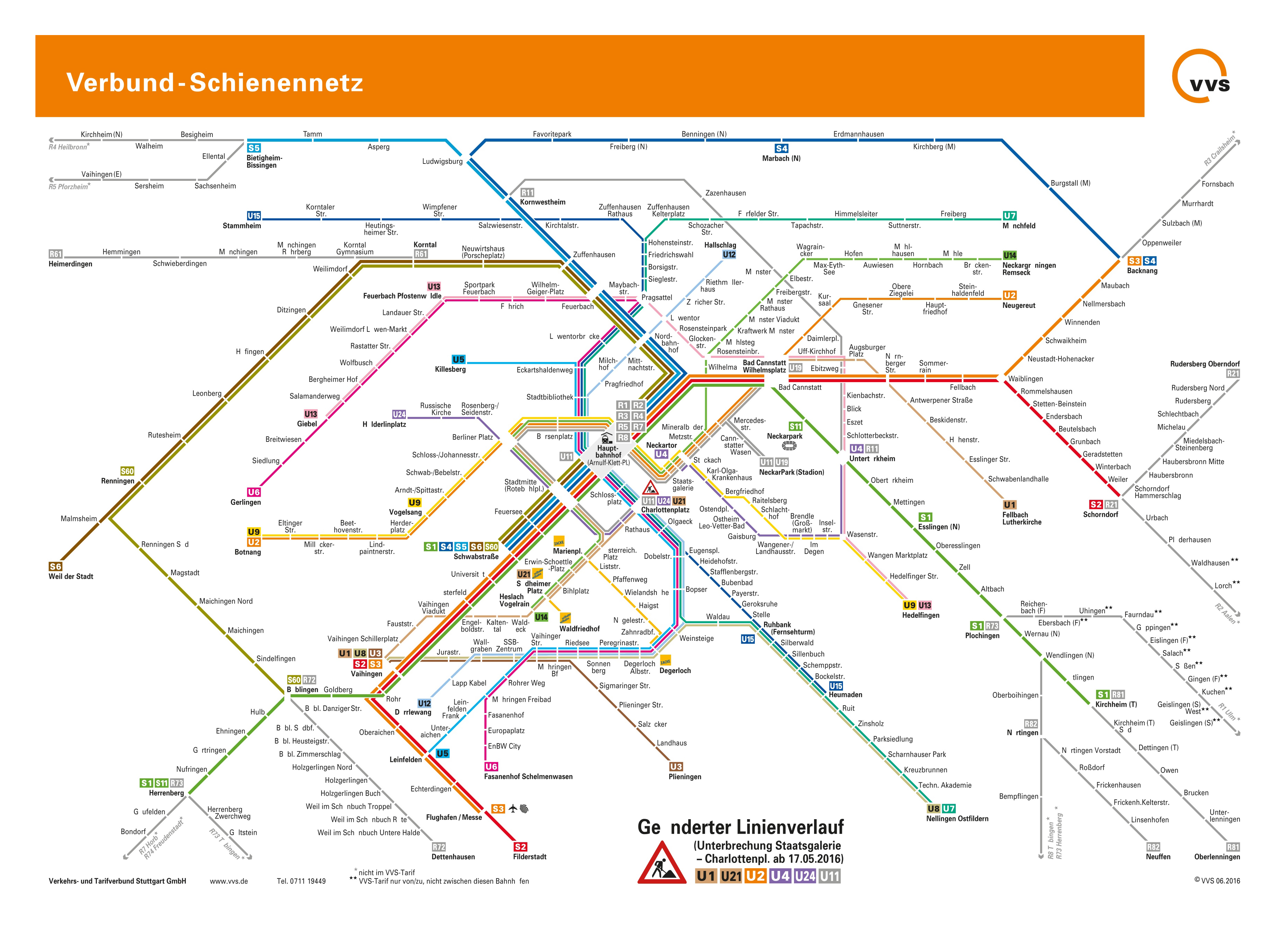 Large metro and rail map of Stuttgart city | Stuttgart ...