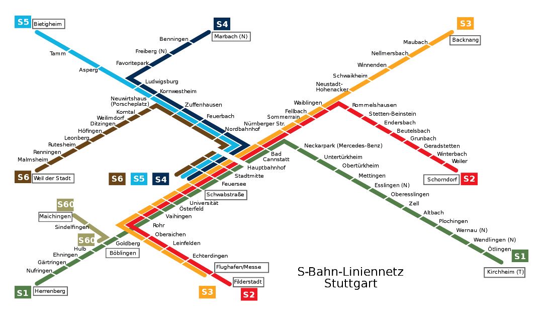 Large metro map of Stuttgart city