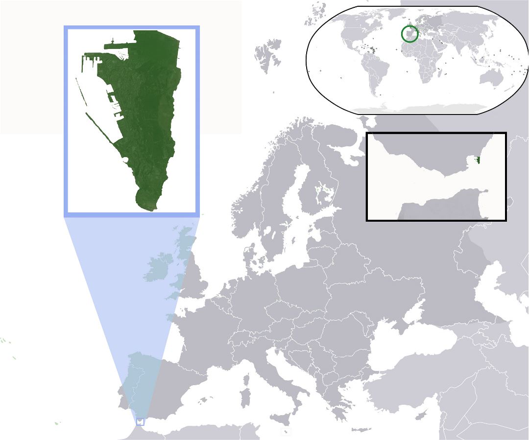 Large location map of Gibraltar