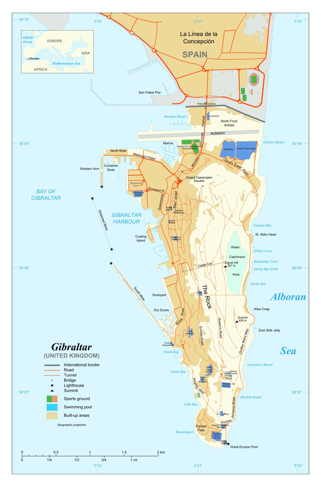 Large map of Gibraltar