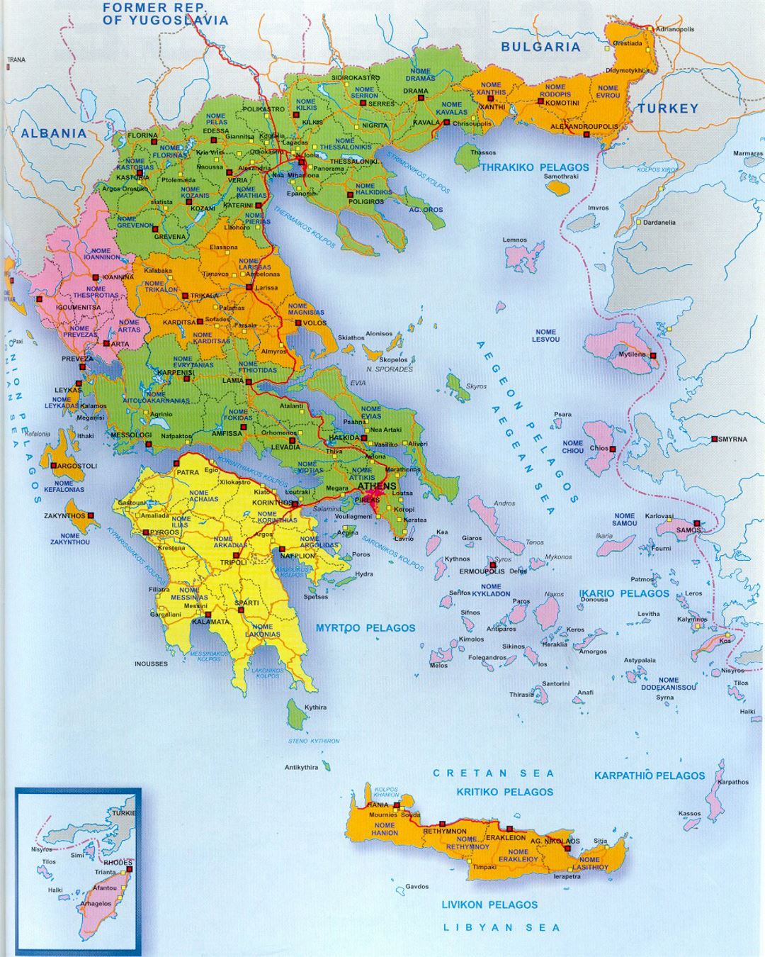 Political and administrative map of Greece