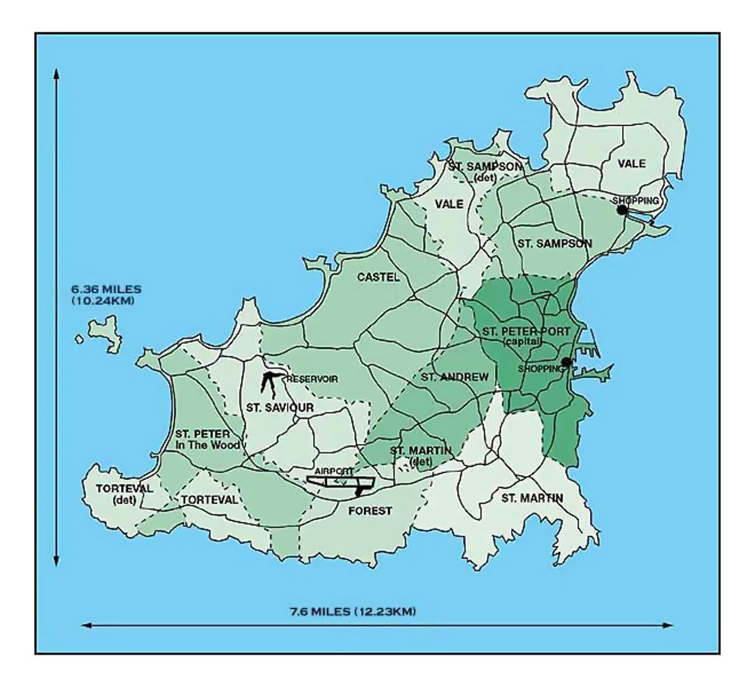 Administrative map of Guernsey
