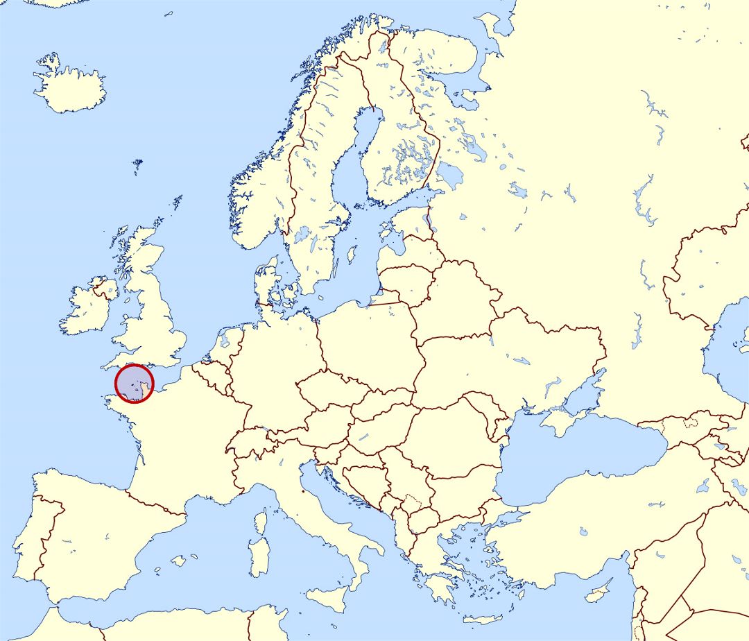 Large location map of Guernsey in Europe