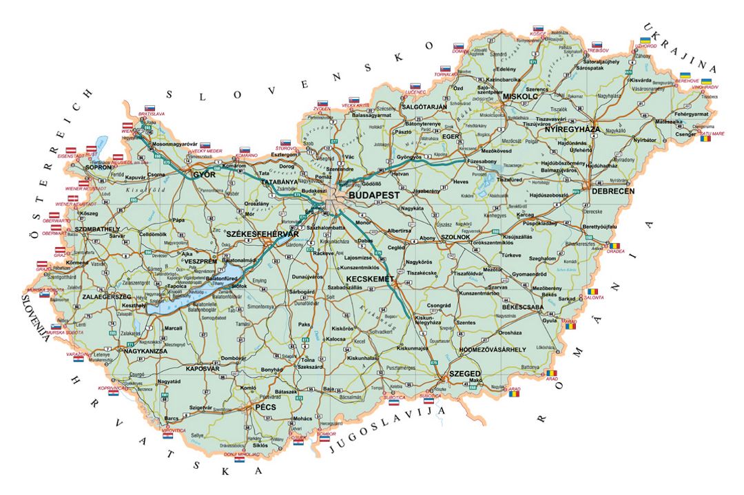 Road map of Hungary