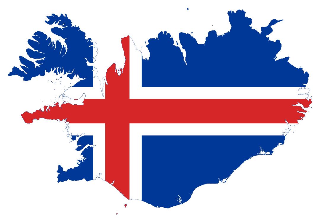 Large flag map of Iceland