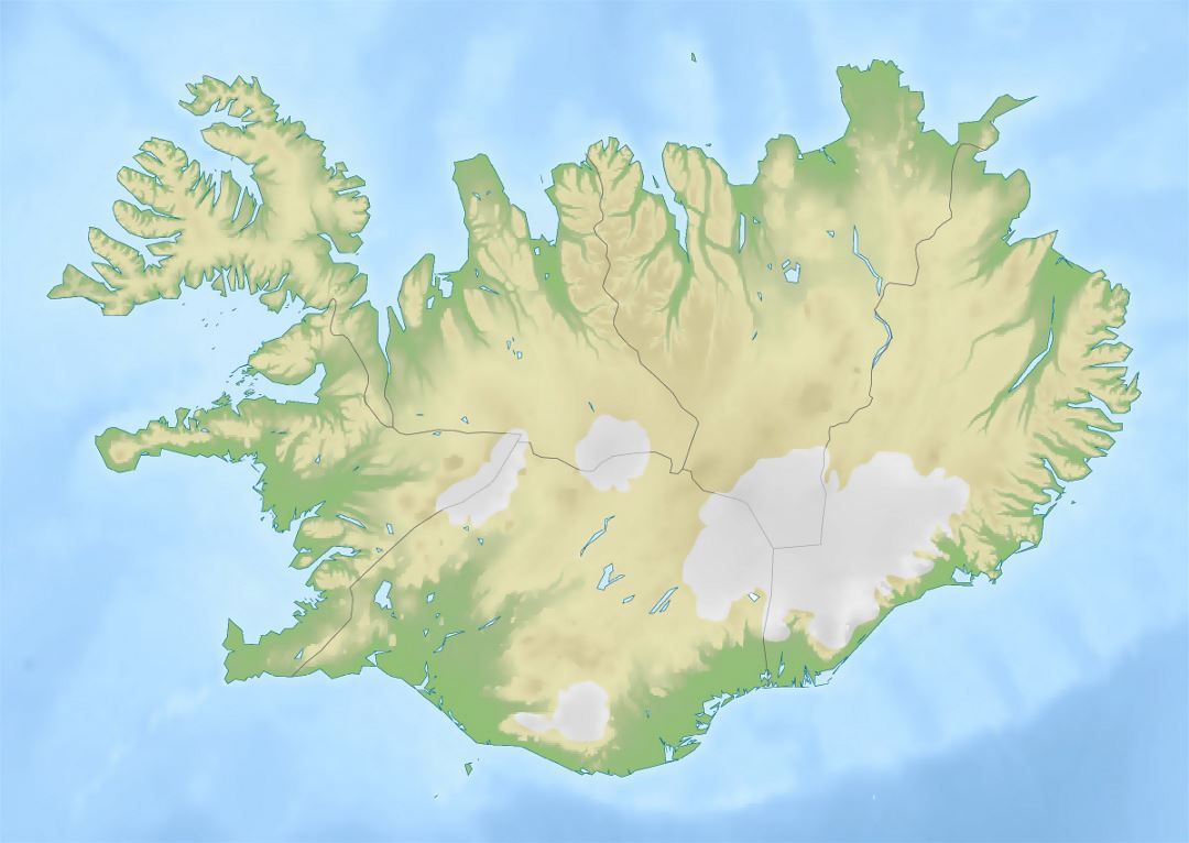 Large relief map of Iceland
