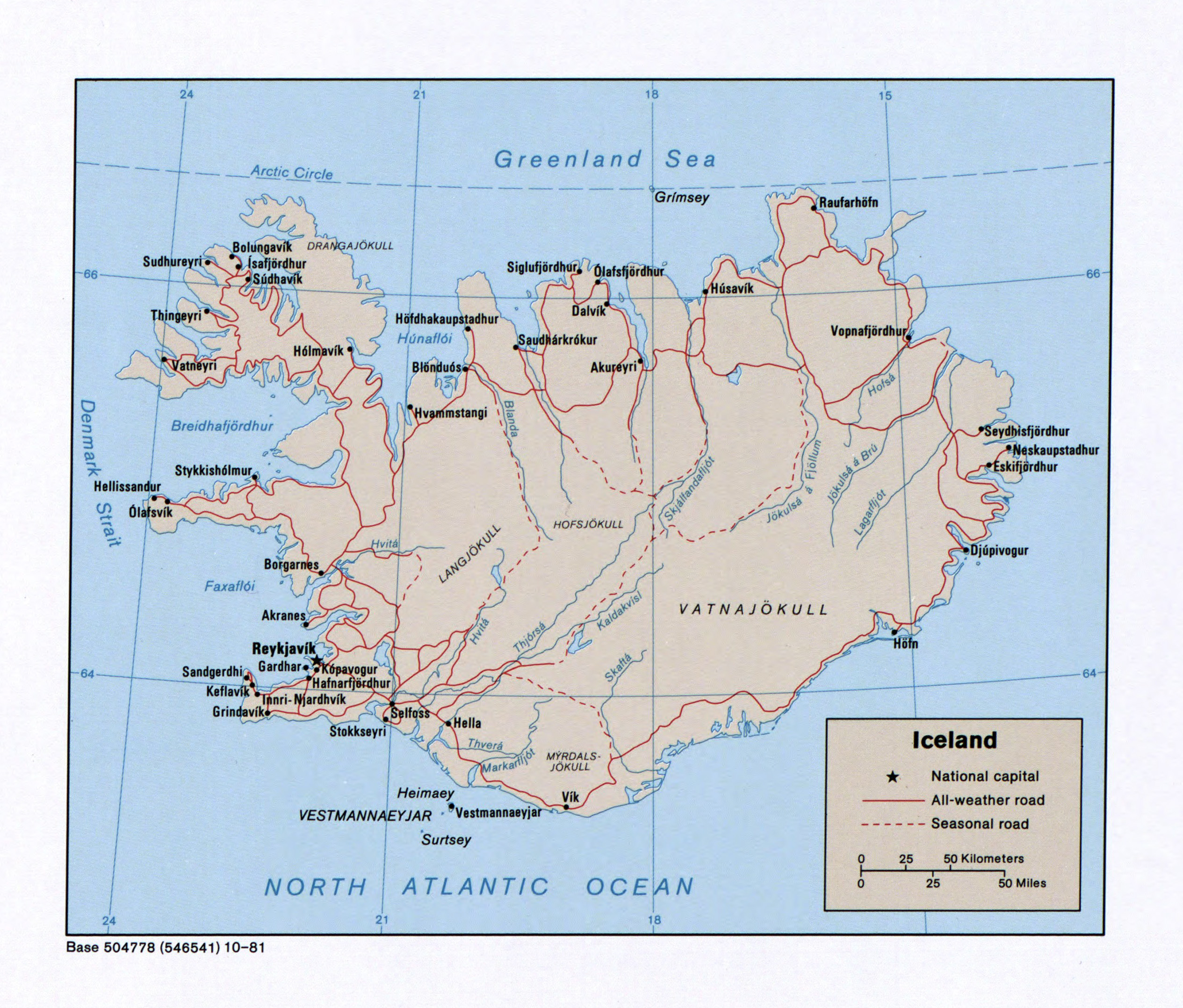 Large Scale Political Map Of Iceland With Roads And Cities | Sexiz Pix