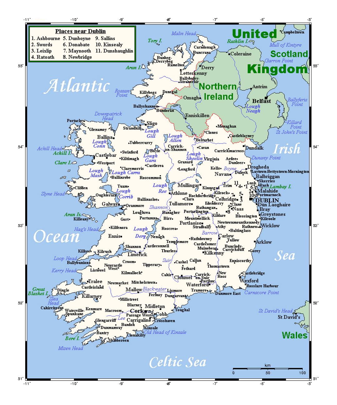 Detailed Map Of Ireland With Towns Detailed Map Of Ireland 46 OFF