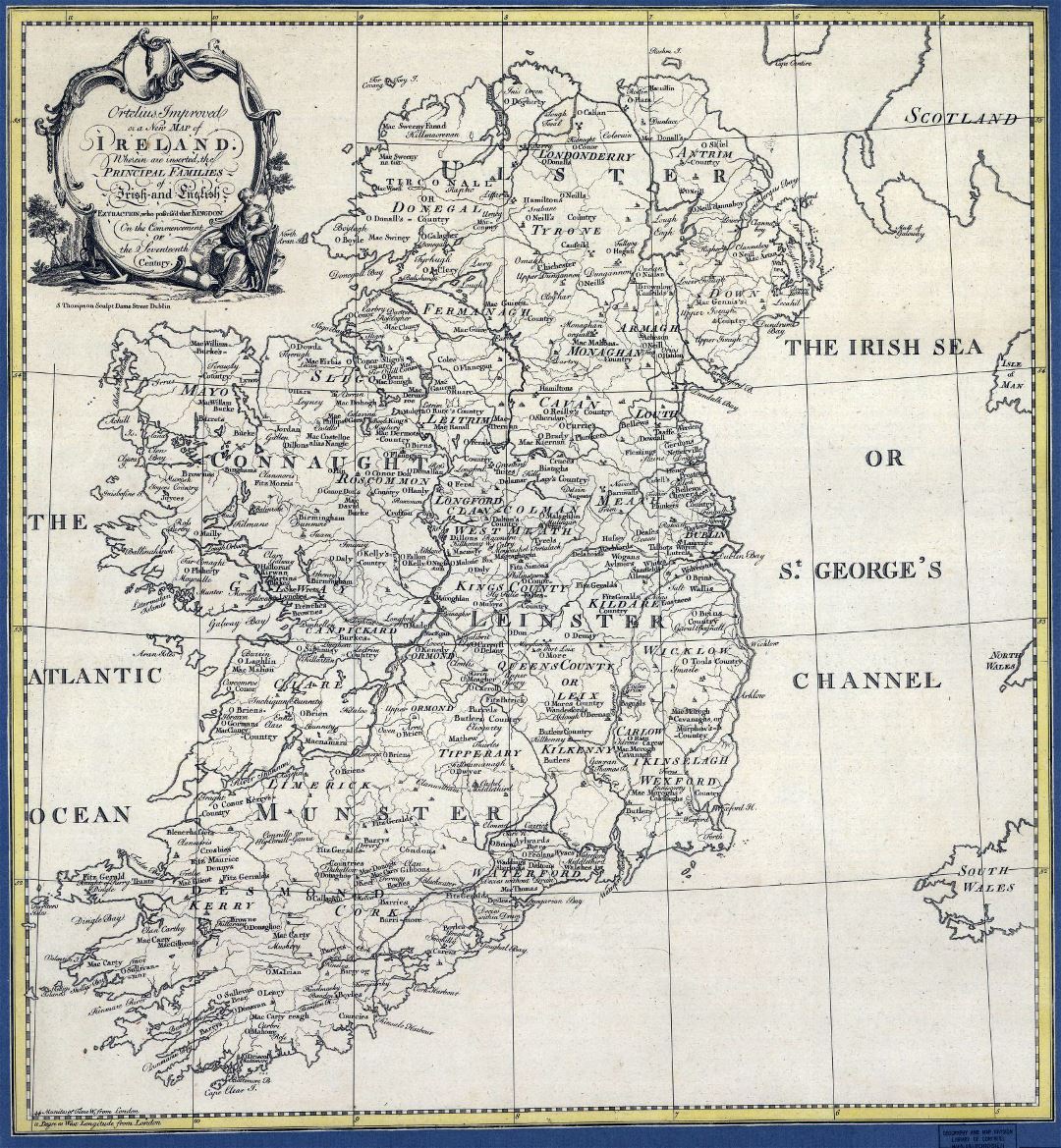 Detailed old political and administrative map of Ireland - 1795