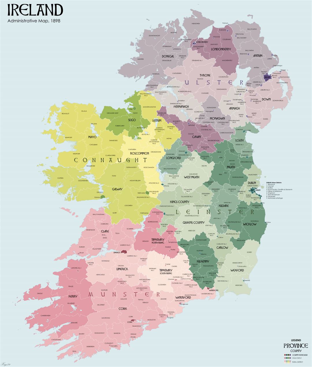 Large detailed administrative divisions map of Ireland
