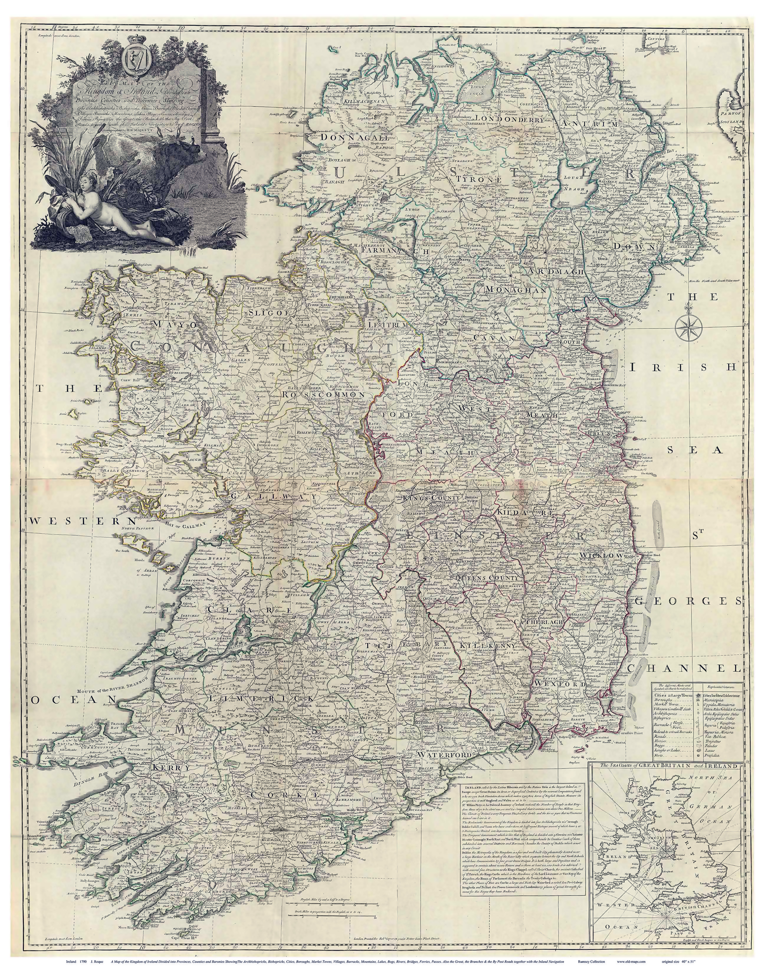 First Map Of Ireland Large Old Map Of Ireland - 1790 | Ireland | Europe | Mapsland | Maps Of The  World