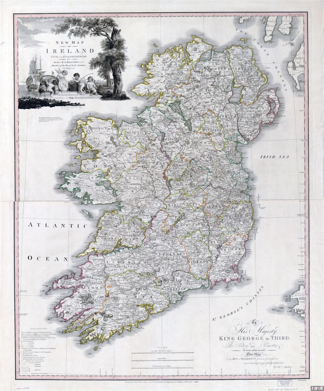 Large scale old political and administrative map of Ireland - 1797