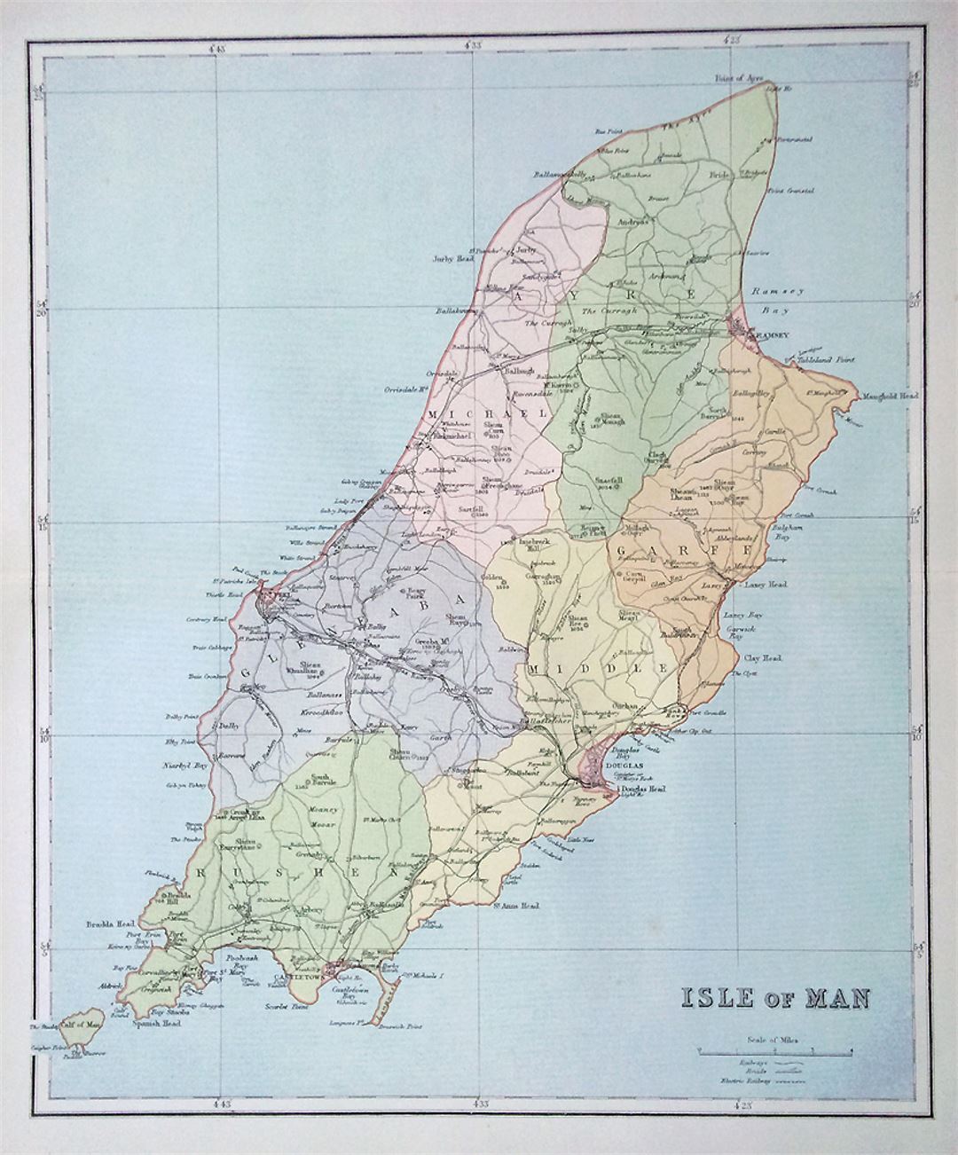 Detailed old administrative map of Isle of Man