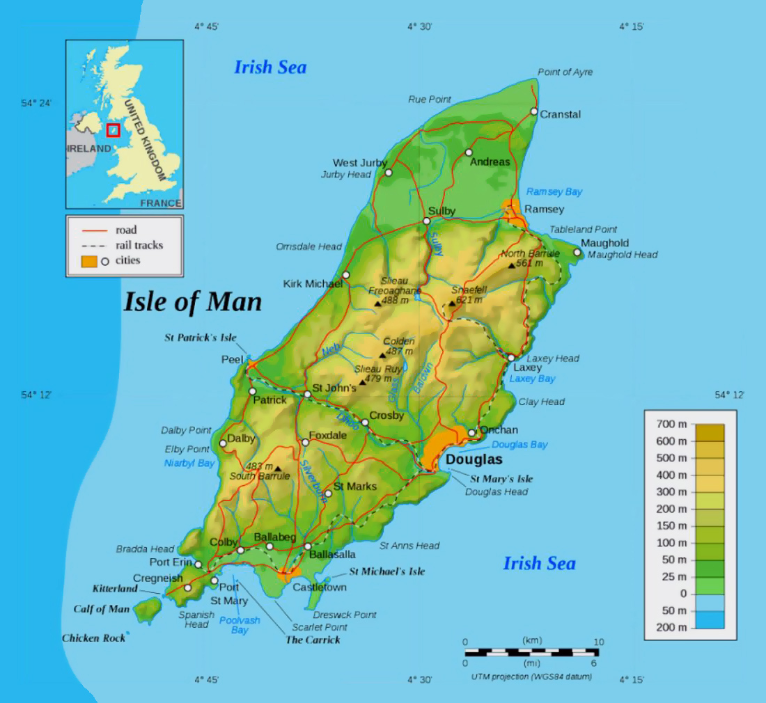 the isle of man map Large Physical Map Of Isle Of Man Isle Of Man Europe the isle of man map