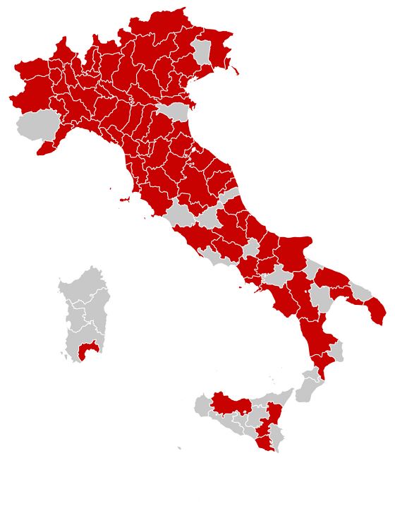 Covid-19 (Coronavirus) Italy map