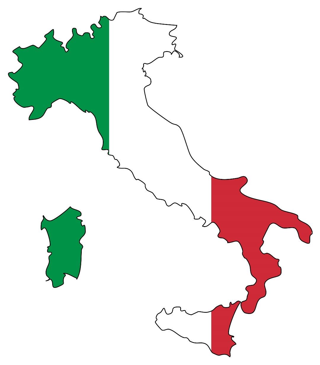 Large flag map of Italy