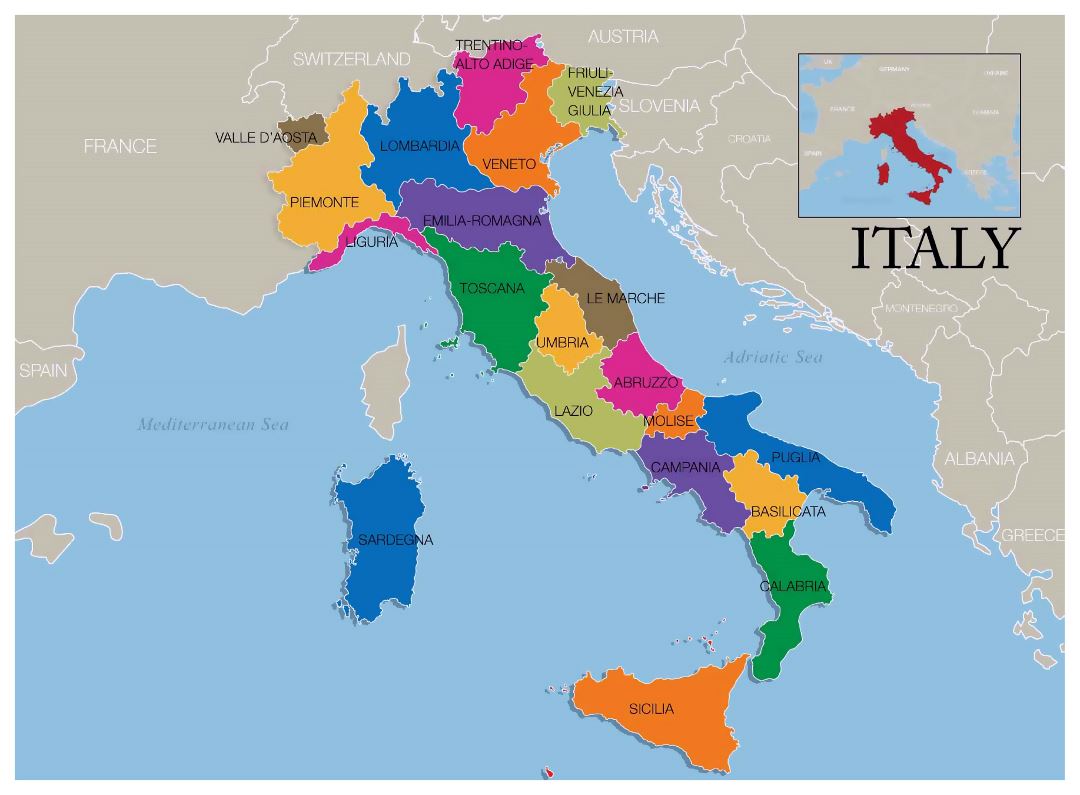 Large map of Wine Regions of Italy