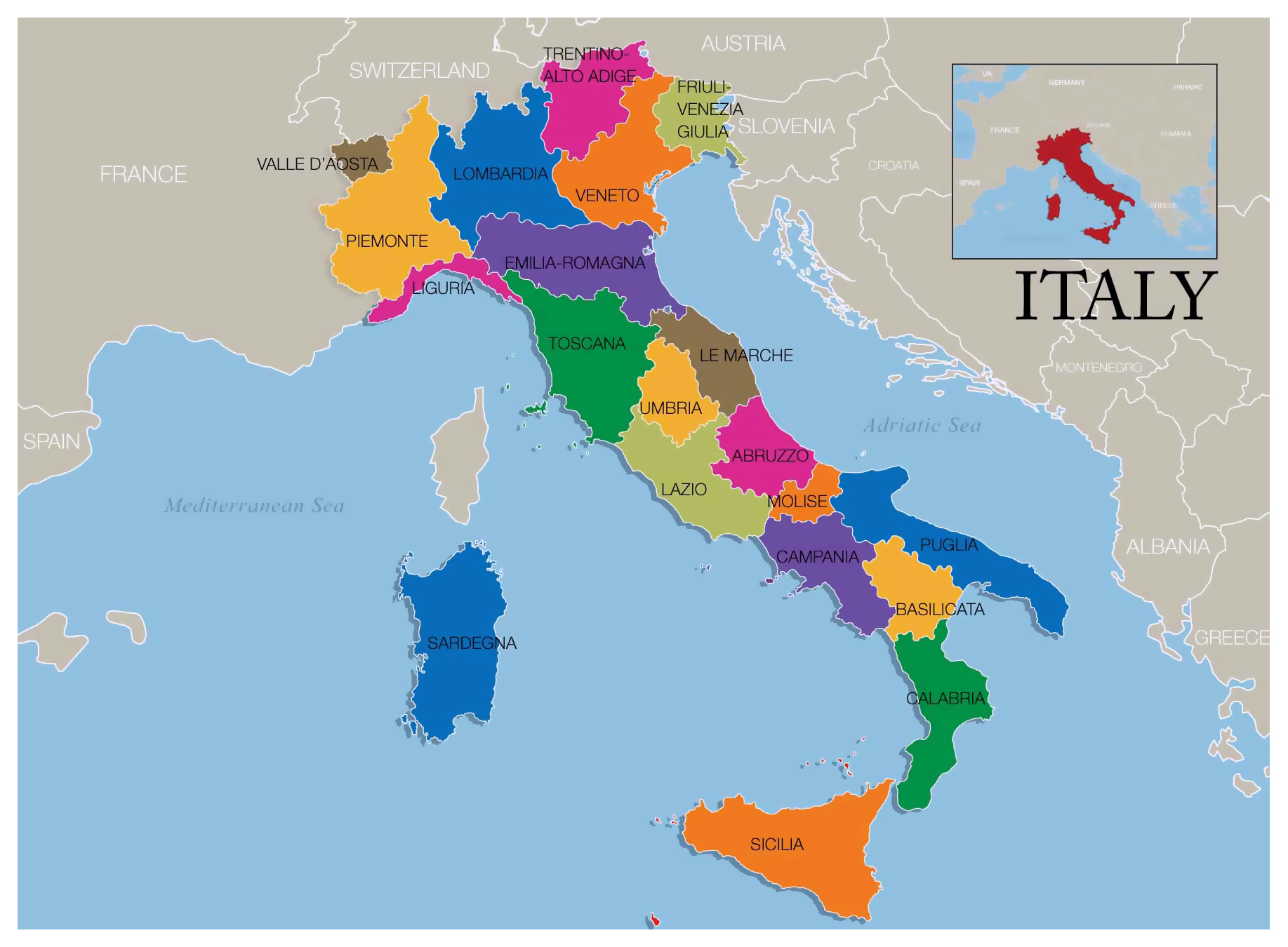 Large Map Of Italy Large Map Of Wine Regions Of Italy | Italy | Europe | Mapsland | Maps Of  The World
