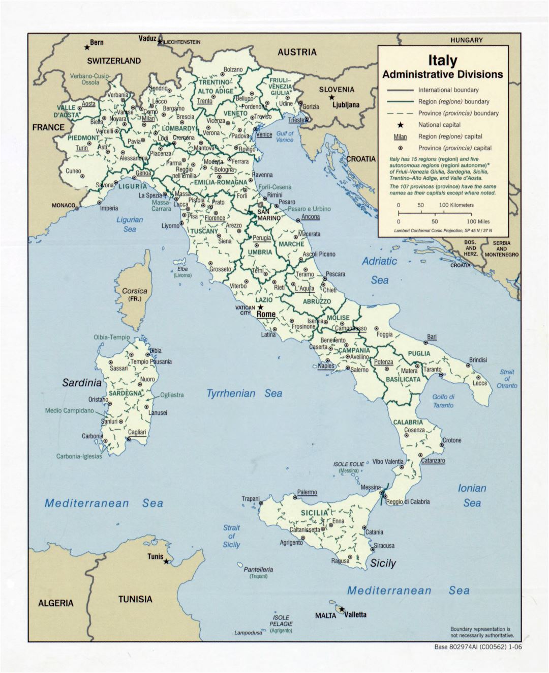 Large scale administrative divisions map of Italy - 2006