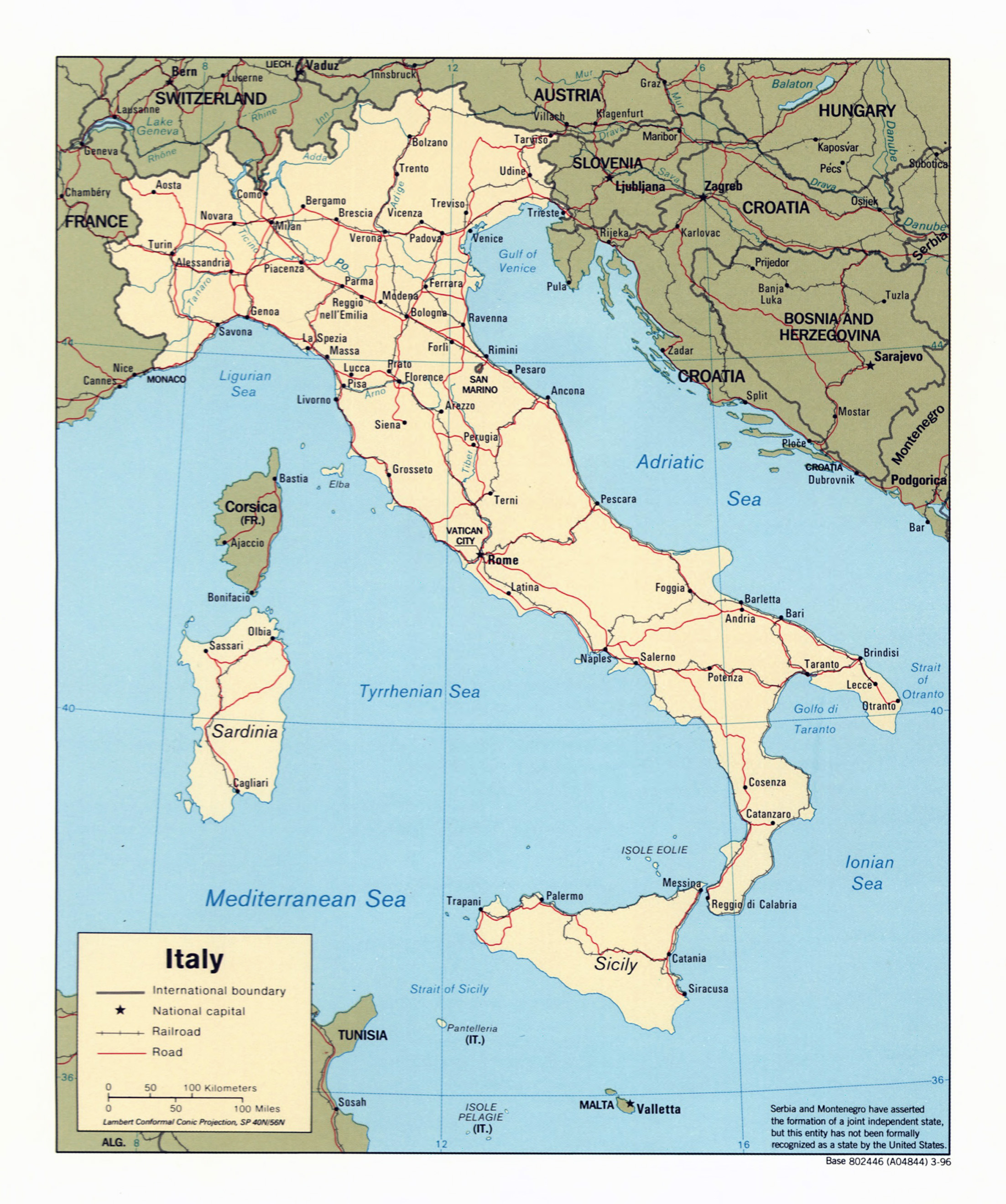Detailed Map Of Italy With Cities And Towns