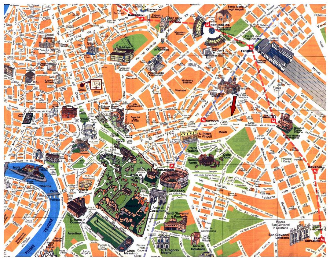 Detailed tourist map of Rome city center