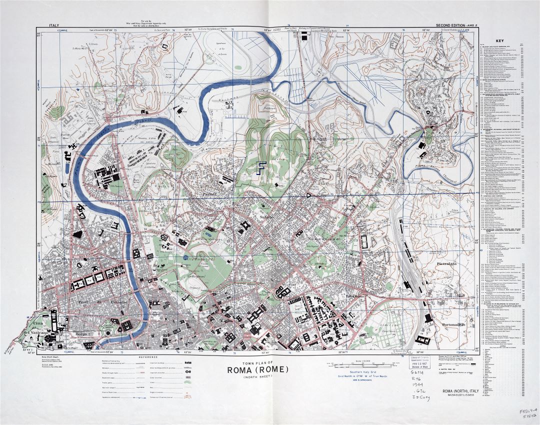 Large scale detail town plan of Roma (Rome) city - 1943-44 (Part - 1)