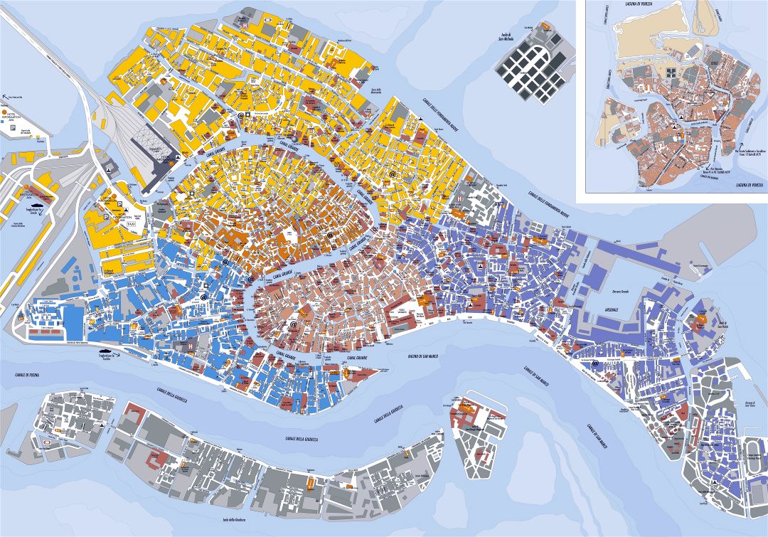 Large detailed map of Venice