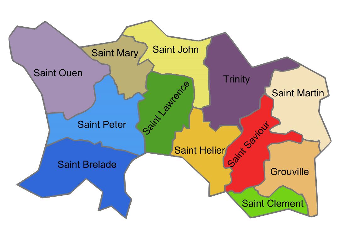Large administrative map of Jersey