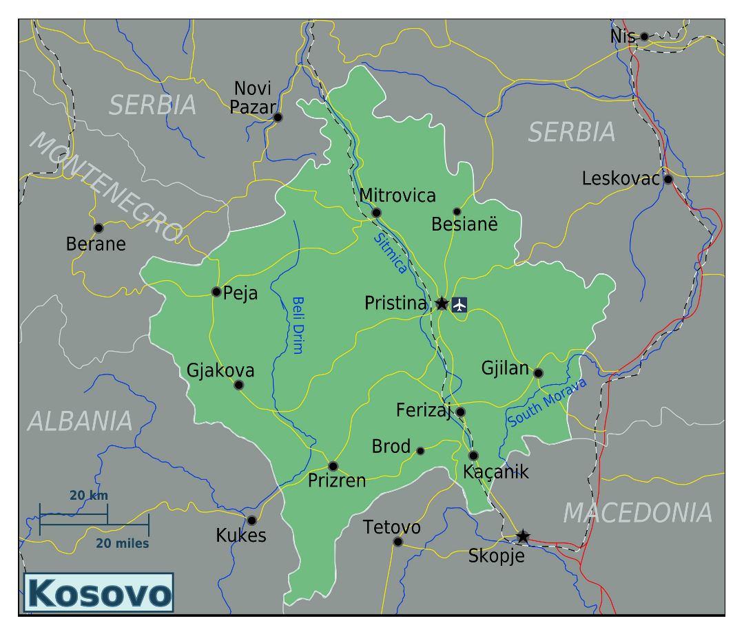 Large map of Kosovo