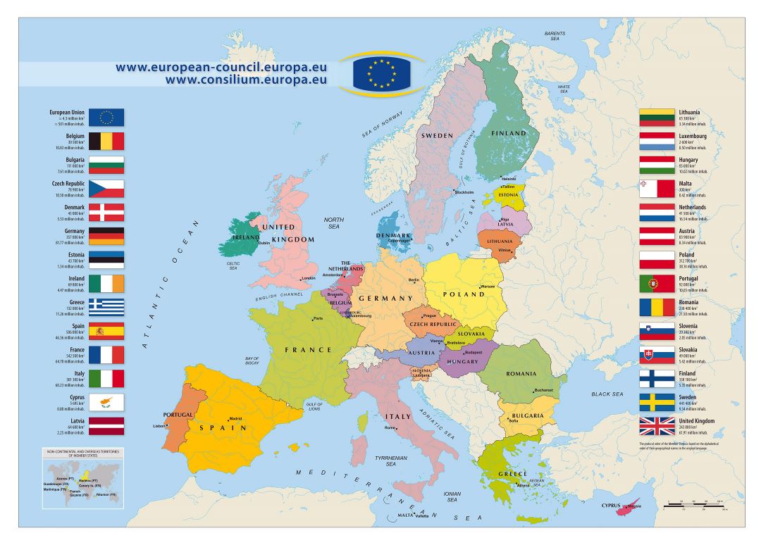 Large detailed map of European Union - 2011