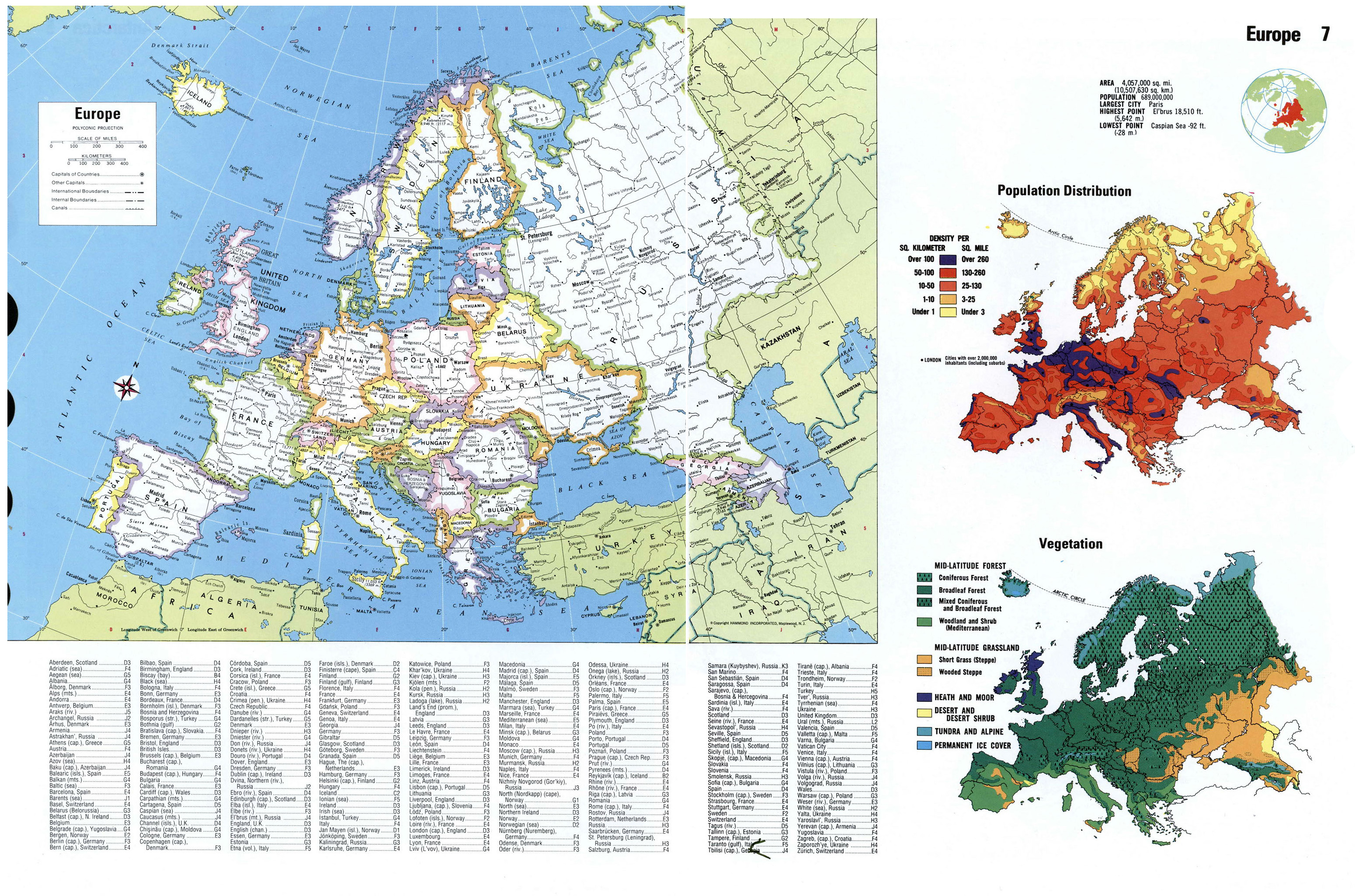 Detailed Map Of Europe With Grid