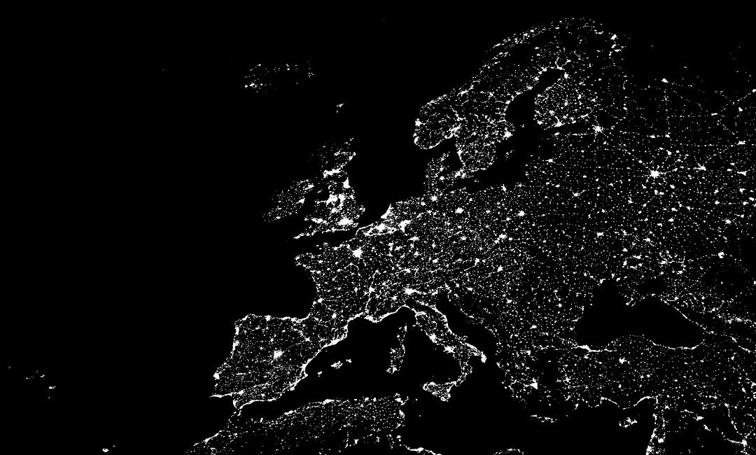 Large scale map of Europe at night