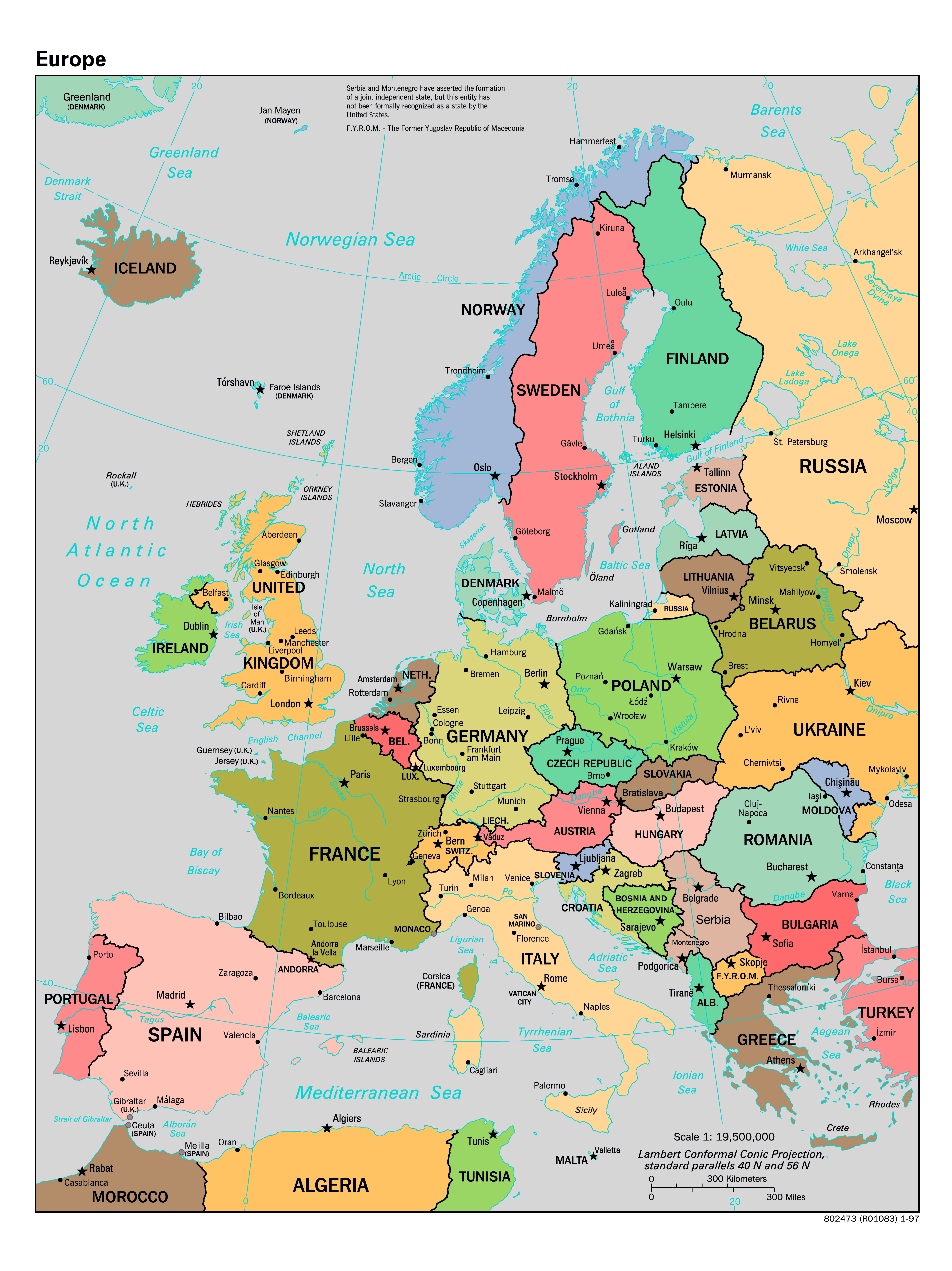 Large scale political map of Europe - 1997 | Europe | Mapsland | Maps ...