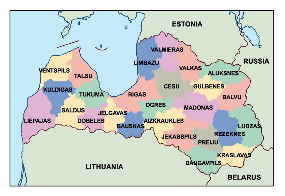 Administrative map of Latvia