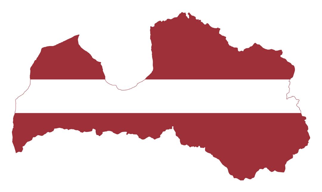 Large flag map of Latvia