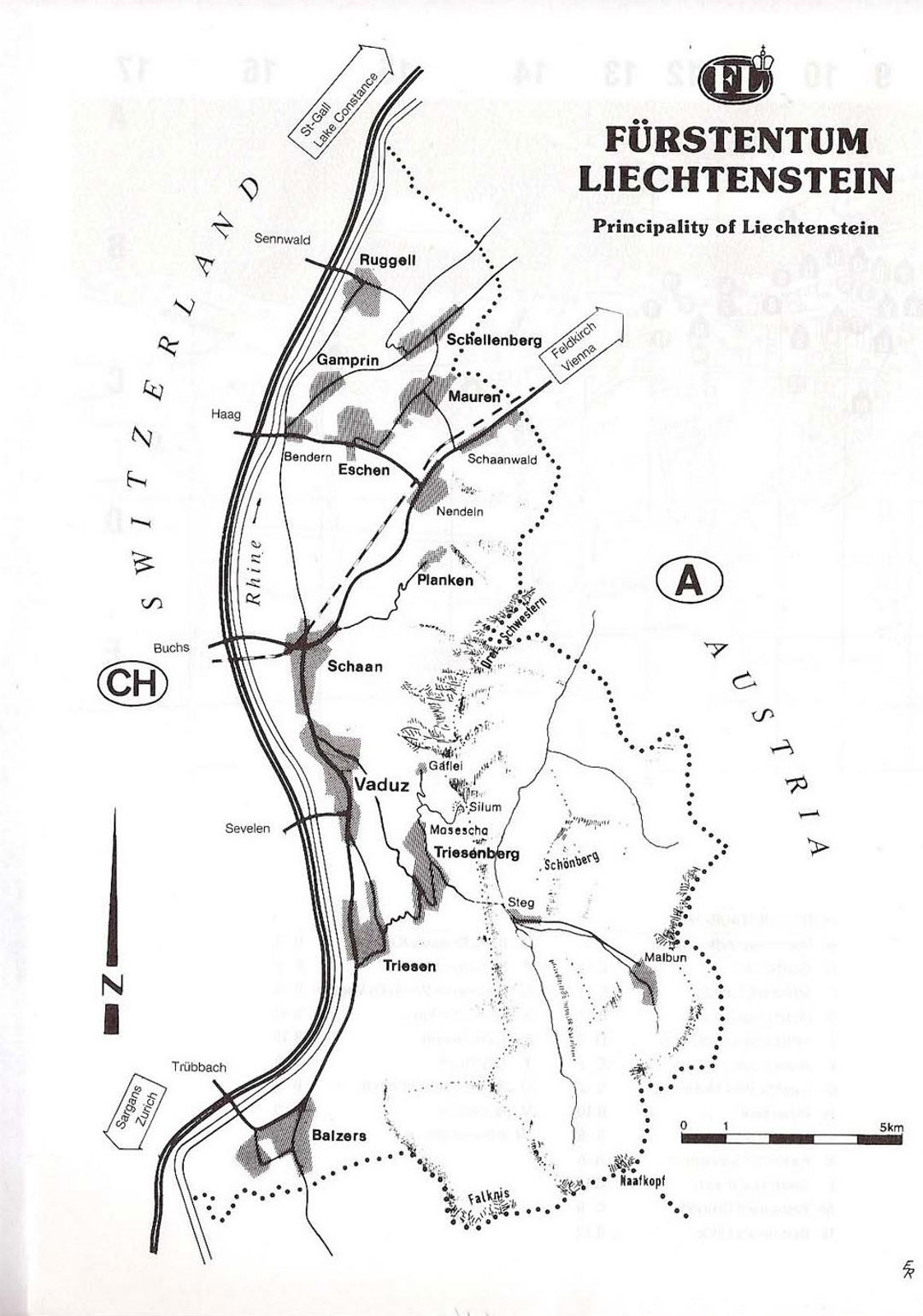 Large road map of Liechtenstein