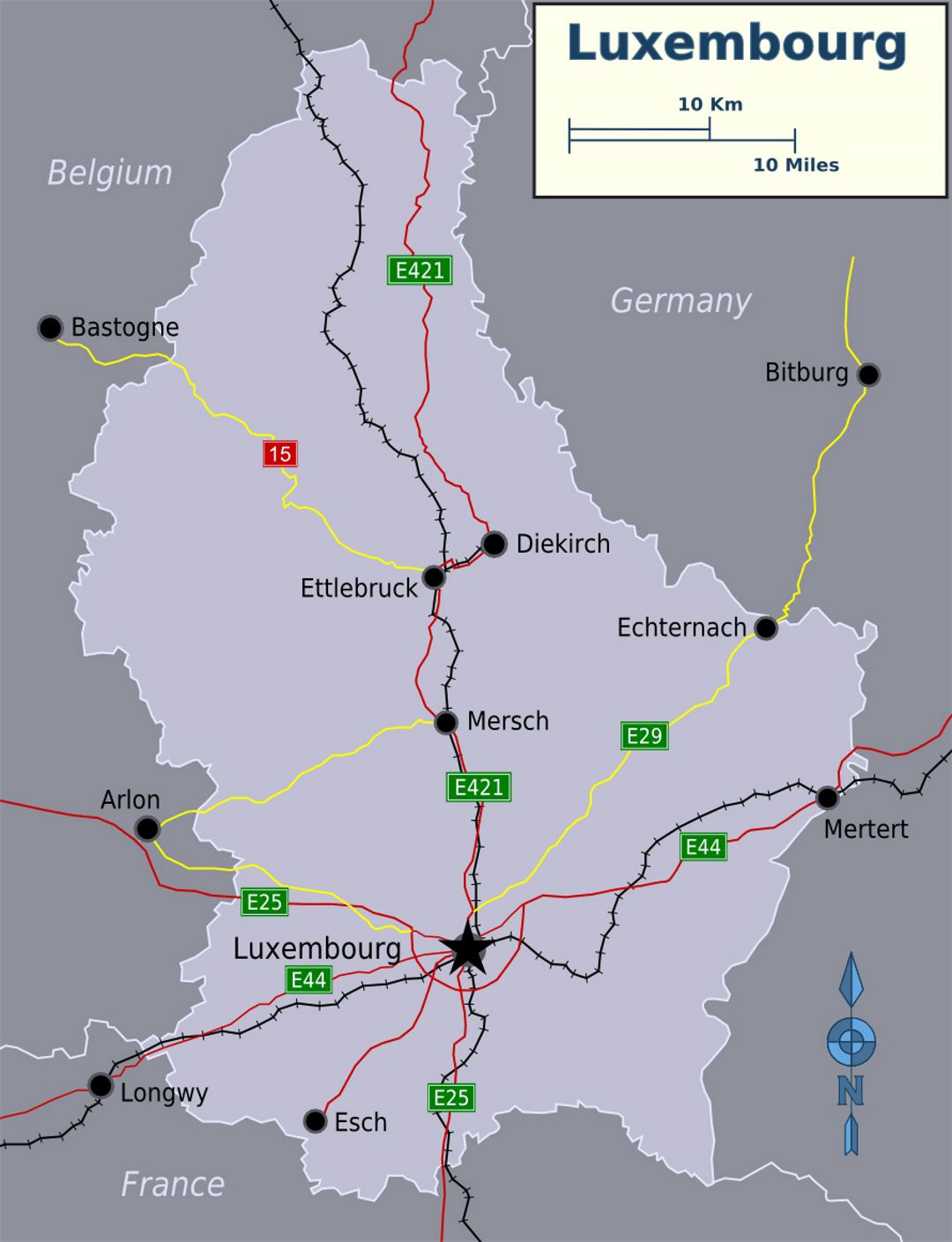 Detailed map of Luxembourg