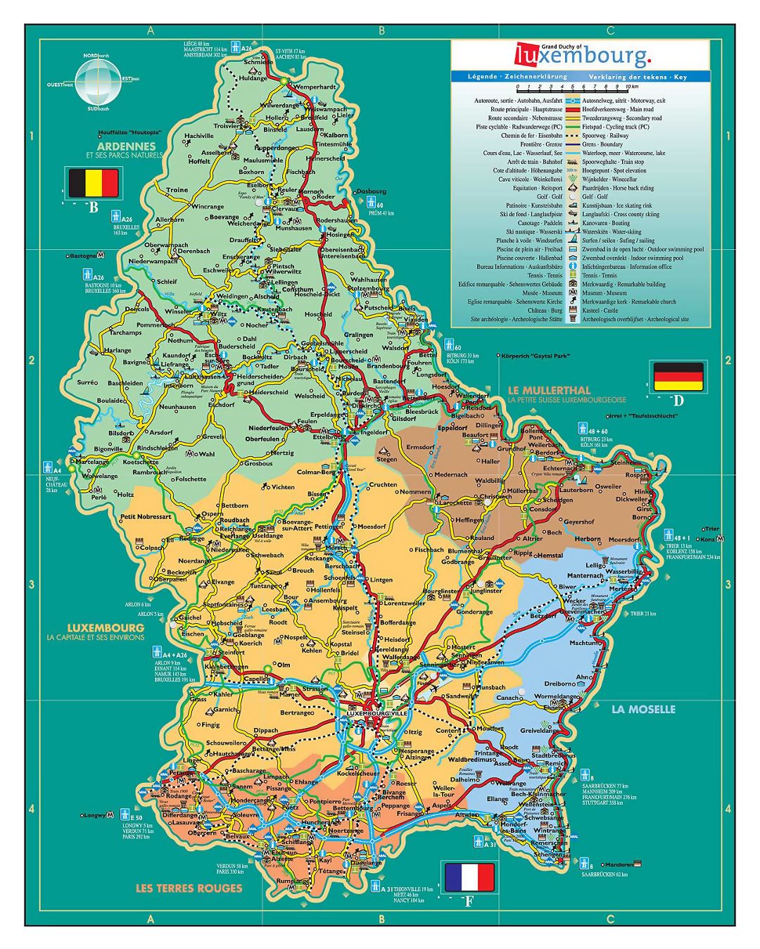Detailed travel map of Luxembourg