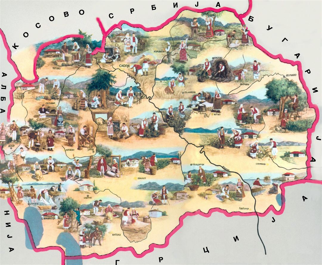 Large tourist map of Macedonia
