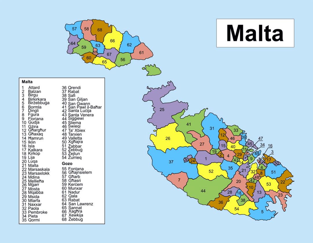 Administrative map of Malta